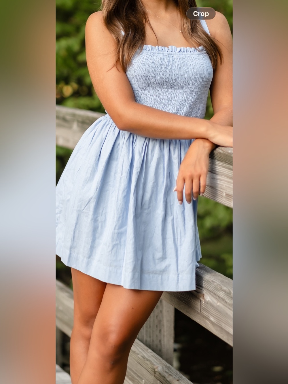 Impressions Light Blue Smocked Dress